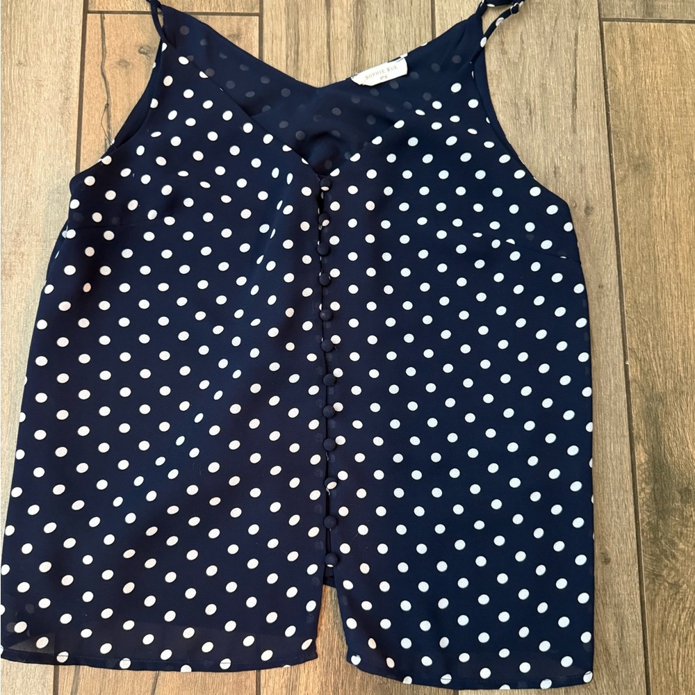 Sophie Rue Navy Polka Dot Top